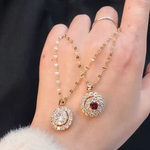 Spin Pendant Necklace Stainless Steel & Zirconia